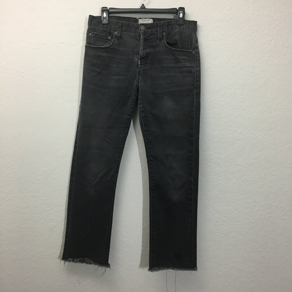 Current Elliott Jean Womens Straight Leg Button Fly Size 28 Raw Hem Gray Stretch